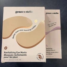 Grace & Stella Bundle Revitalizing Eye Mask And Restoring Retinol Serum New 