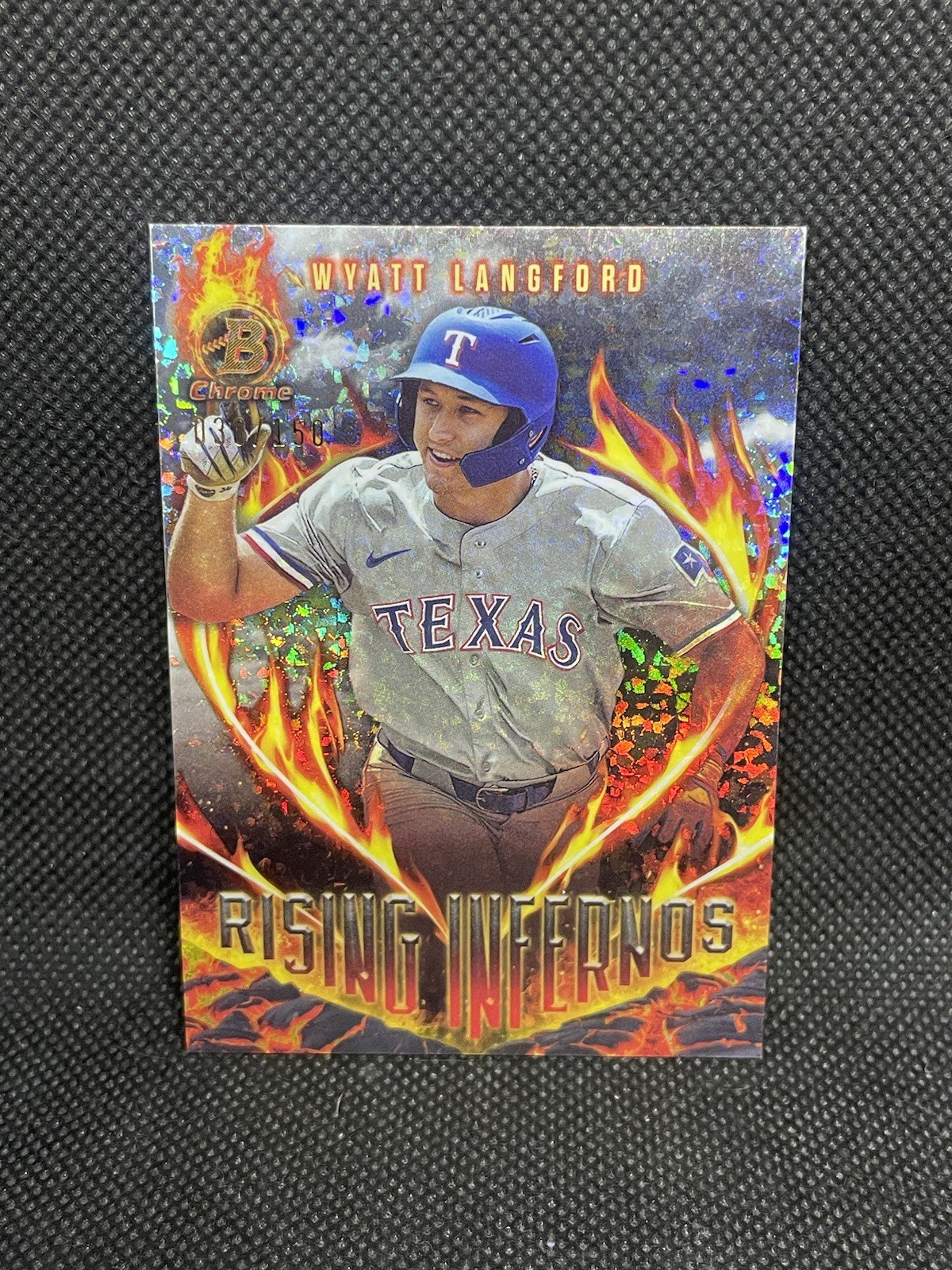 Wyatt Langford 2024 Bowman Rising Infernos Mini-Diamond Refractor /150 Rookie RC