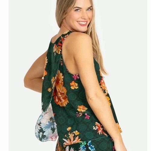 086 Johnny Was Roselynn Silk Floral Print Tank Top (Large, EUC)