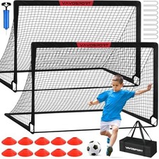 2 Pack 6x4ft Kids Soccer Goal Pop Up Net with Ball