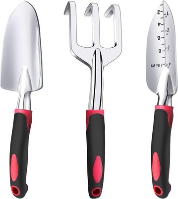 Garden Tool Set, 3 Pieces Aluminum Heavy Gardening Kit Including Hand Shovel, Tr