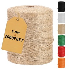 3600Feet Natural Jute Twine String, Bulk Hemp Jute Rope Cord Twine for Crafts...