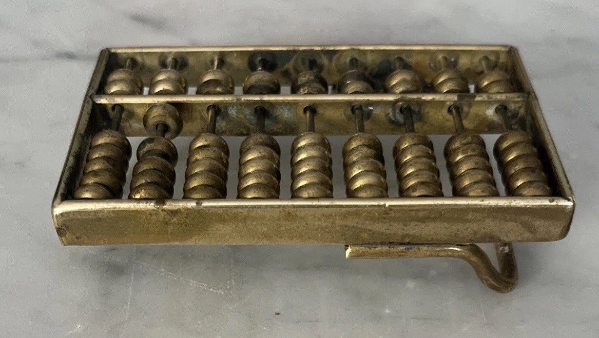 Vintage Super Cool Solid Brass Working Abacus Bel… - image 2