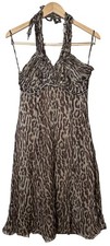 Valentino Roma Spa Silk Animal Print Halter Dress Women’s Sz 44/8
