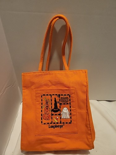 Longaberger Tote Bag Trick Or Treat Orange Embroidered Halloween