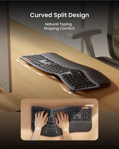 ProtoArc Backlit Wireless Split Keyboard, EK01 Plus, Bluetooth or USB S7 - Picture 7 of 7