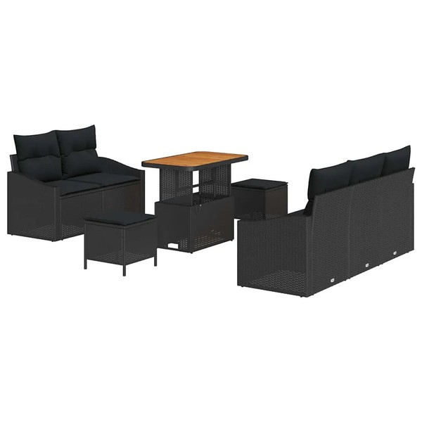 Garten Sofa Set Mit Kissen Speicher 8 Teilig Schwarz Lounge MöBel-image