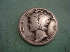 1920 P Mercury Dime worn edges album filler  , actual coin in photo