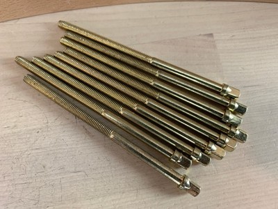 DW Drum Workshop Bass Drum 3.75'' TENSION RODS Lot of 8x Part TP30 Fine Gold
