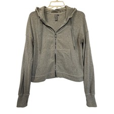 Sweaty Betty London Full Zip Up Cropped Hoodie Jacket, XS, Thumb Hole, Gray