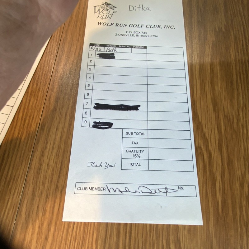 Mike Ditka signature Wolf Run Golf Club, Zionsville IN