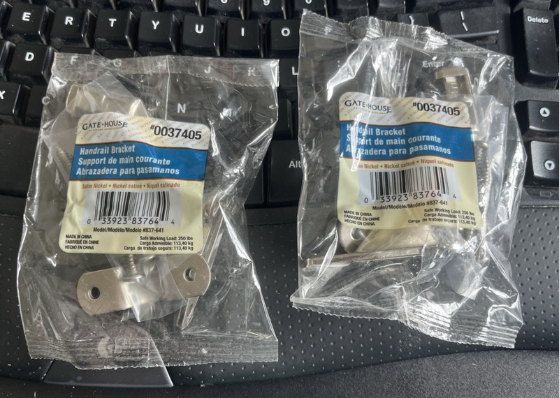 2-Gatehouse Decor Handrail Brackets Satin Nickel #0037405 New in Package