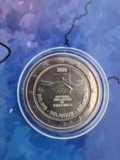 2 Euro Gedenkm&uuml;nze Belgien 2008: "Menschenrechte", bankfrisch, unzirkuliert