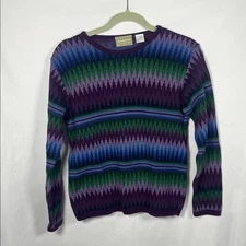 Liz Claiborne Vintage Chevron 100% Cotton Sweater size M