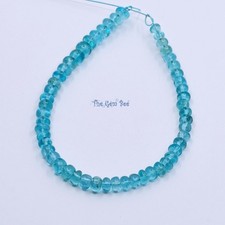4mm-4.5mm Neon Blue Apatite Smooth Rondelle Beads 6 inch Strand