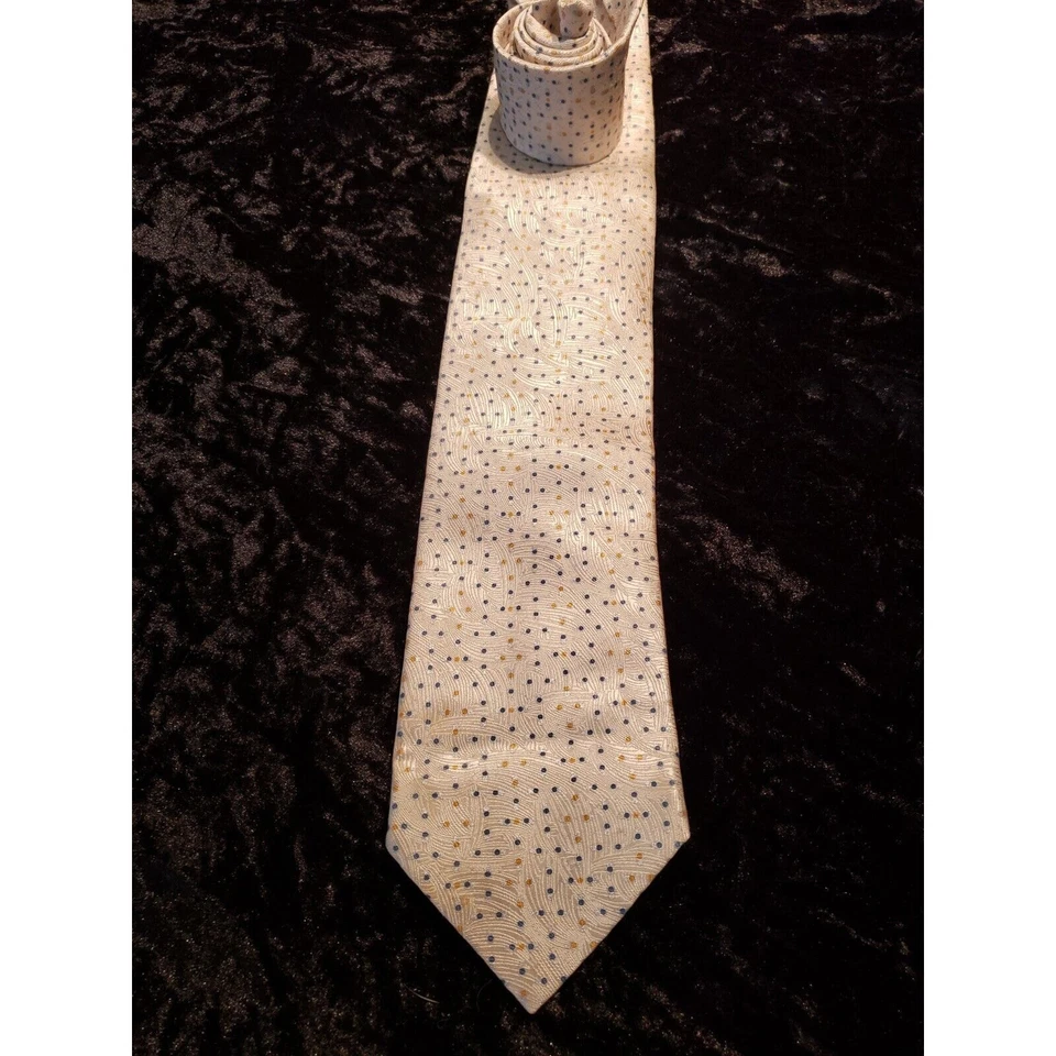 Corbata Santostefano bordada para el cuello para hombre azul marfil amarillo lunares uso profesional Foto 2 de 4