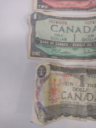 3 Vintage Canada 1 Dollar 1954 1974 2 Dollar Bill 1954 Queen Elizabeth Currency - Picture 5 of 19