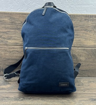 Sandqvist Backpack Alfons Canvas Blue Zip Top Commuting Travel School Bag-READ