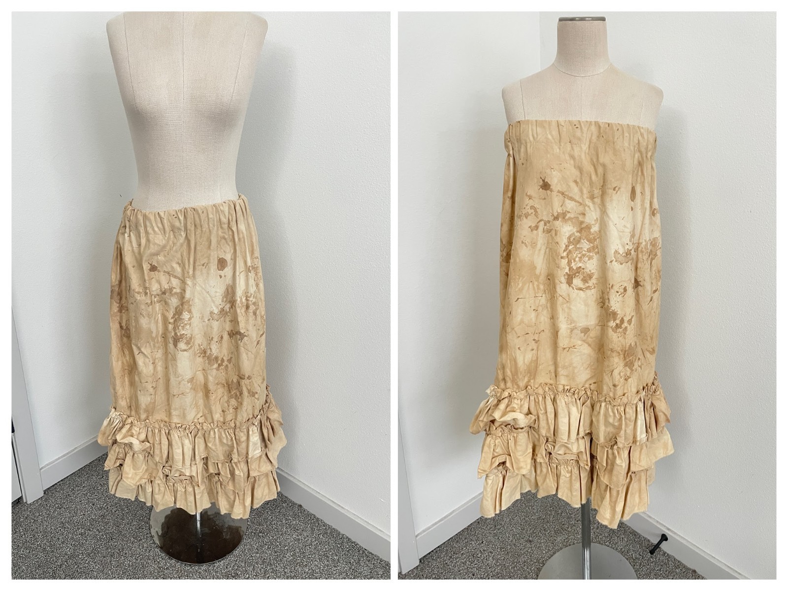 Shabby Chic Handmade Skirt Women S/M Ruffle Hem Midi Elastic Waist Boho Cottage