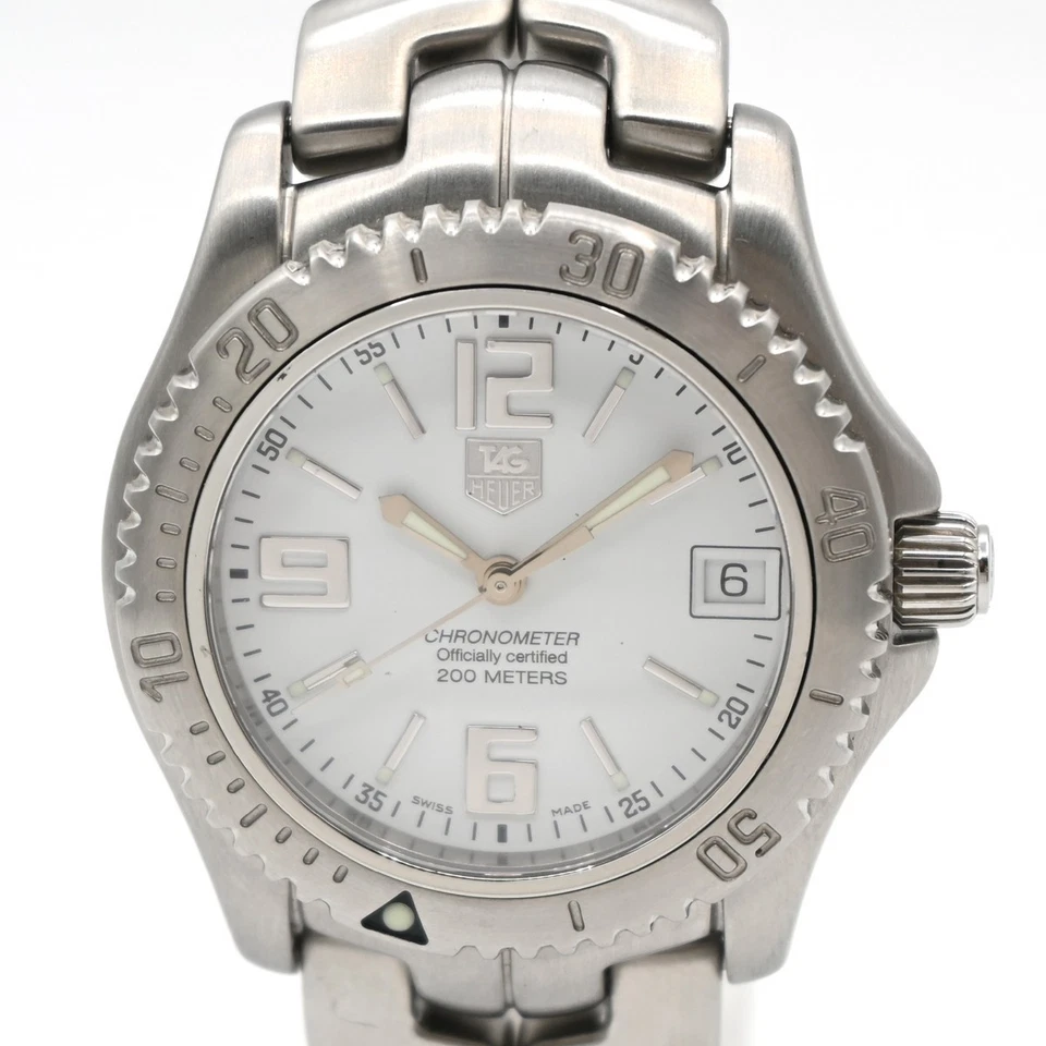 TAG HEUER Link Date 手表 35 毫米 WT5211 计时码表 AT 白色表盘 SS 10LC595 — 第 3/4 张图片
