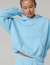 OFFLINE By Aerie Cloud Fleece Classic Length Hoodie, Divine Blue New 