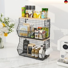 2er Obstkorb aus Metall, hängende Obstschale mit Bananenaufhänger, Stapelbar K