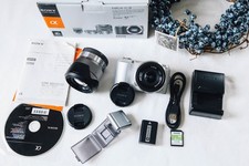 🎦Sony NEX-C3 fotocamera mirrorless argento/obiettivo 18-55 mm e 16 mm F2.8 solo giapponese