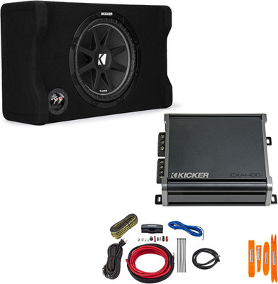 12'' Comp Subwoofer in down Firing Enclosure with Amplifier & Wire Kit