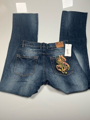 ICEBERG Jeans W30 Blue Logo Embroidery Denim Made in Italy - NWT Plain