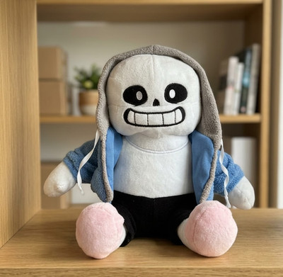 Undertale Sans Plush Toy Skeleton Game Character Blue Hoodie Stuffed Plushie Gif