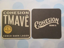 Beer Coaster ~ COHESION Brewing Co Tmave Czech Dark Lager ~ Denver, COLORADO