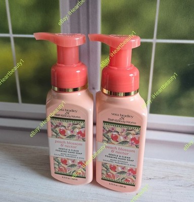 bath and body works x vera bradley peach blossom & nectar foaming hand soap x2