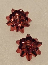 Christmas Red Present Bow Stud Earrings