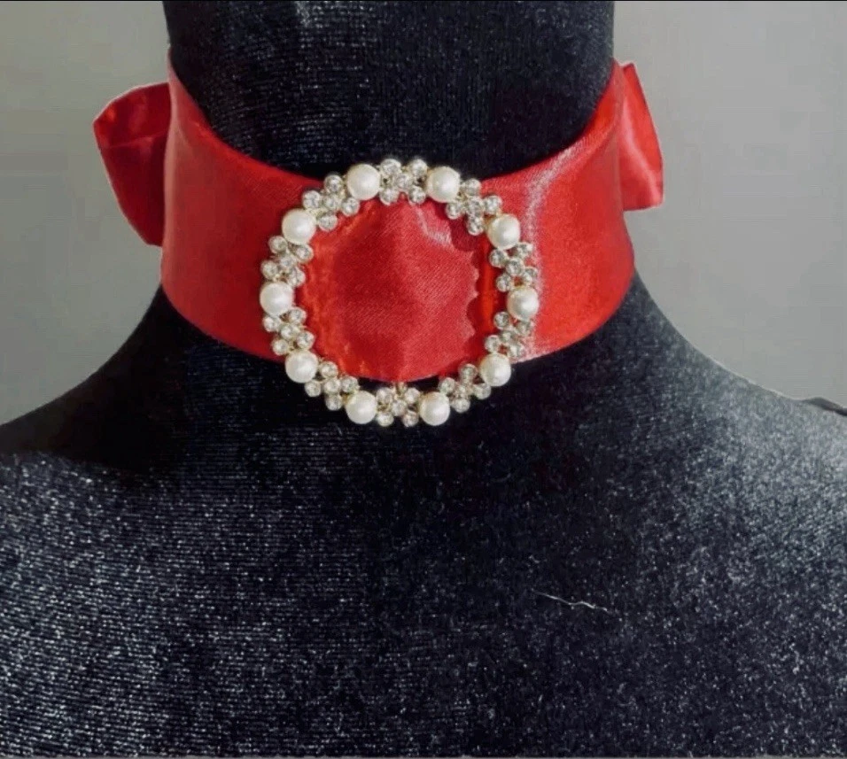 Retro Jewelry Choker Headband Rhinestone Pearl Gold Or Silver Versatile Buckle - Image 2 of 4