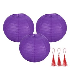 3 Pcs Dark Purple Round Paper Lanterns 8 Inch Paper Lantern Party Decorations