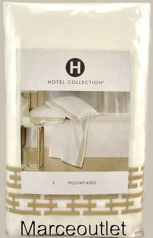 Hotel Collection Chain Link Embroidery 500 Thread Count KING Cases Champagne