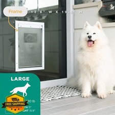 Hakuna Pets Large White Aluminum Dog Cat Door 2-Way Lock Screen
