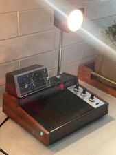 1960s Solid State YORK Rosewood MCM Clock Radio Desk Bedside Table Lamp.