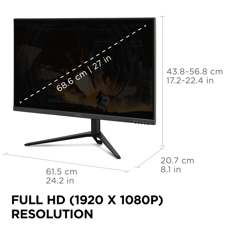 27 Inch Full Hd Gaming Monitor 180Hz Ips Freesync G-sync 0.5Ms Response Rate - Image 4 of 4