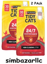 Purina Tidy Cats 24/7 Performance Non-Clumping Litter, Odor Control, 30 lb 2pack
