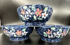 3 Set Japan Stoneware Sakura Rice Noodle Bowls 6.5" Cherry Blossoms Scallop Edge