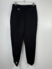 Vintage Fera Skiwear Womens Black Wool Stretch Stirrup Leggings Ski Pants Sz 12R