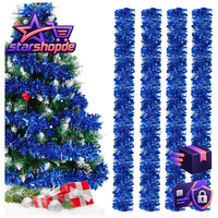 Lametta Girlande Weihnachten Blau Metallisch 4 StüCk GläNzend Weihnachtsbaum