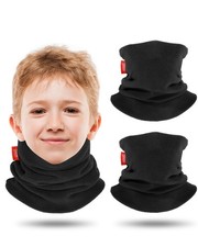 2 Pack Neck Warmer Kids Double-Layer Fleece Ski Gaiter Boys Girls Youth Winter