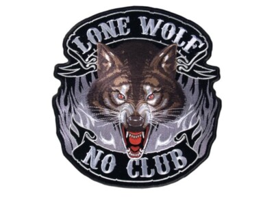 Hot Leathers Lone Wolf, No Club Patch (2,5 cm Breite x 27,9 cm Höhe)