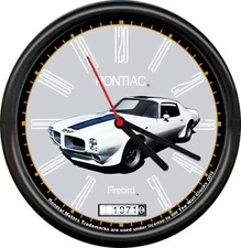 Licensed 1971 Pontiac Firebird White Muscle Car General Motors Sign Wall Clock