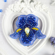 DIY Brooch Sapphire Iris Kit Embroidery DIY Jewelry Making Beadwork b-022
