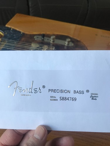 Fender Precision Bass Guitar Decal 3d metal Headstock Restoration Sticker m95 - Picture 9 of 14