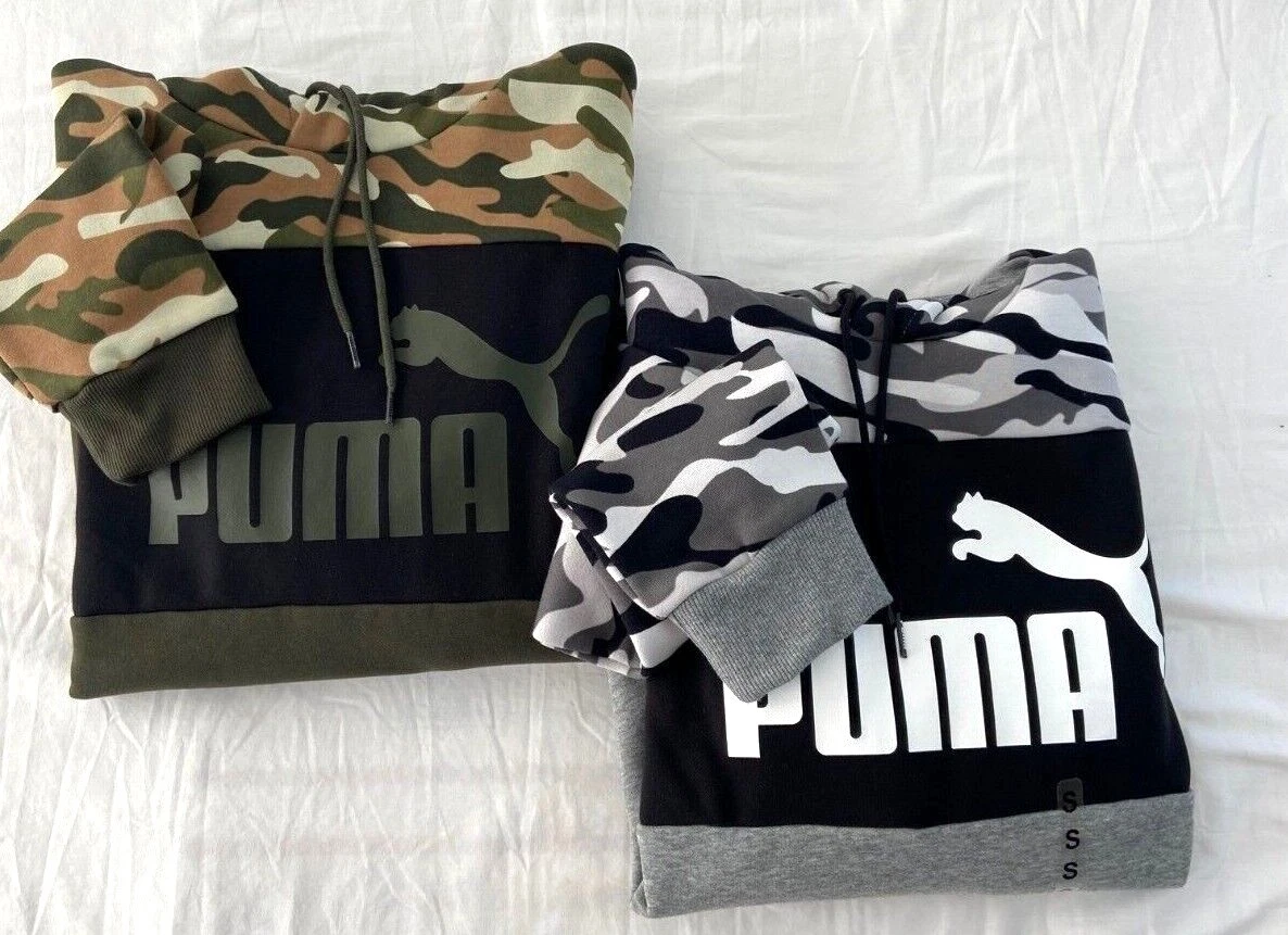 Puma all over print top camo insert overhead hoodie