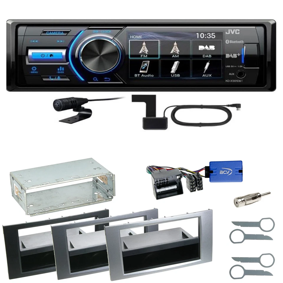 JVC KD-X561DBT DAB+ Bluetooth USB Einbauset für Ford Focus C-Max Fiesta Transit - Bild 1 von 1